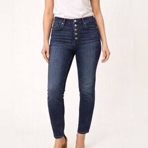 LOFT High-Rise Skinny Jeans Button-Fly Dark Wash Women’s Size 12